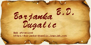 Borjanka Dugalić vizit kartica